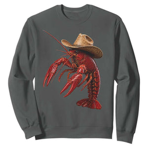 Cowboy Crawfish Sweatshirt Yeeclaw Western Country Seafood Lobster Cajun Lovers TS10 Dark Heather Print Your Wear