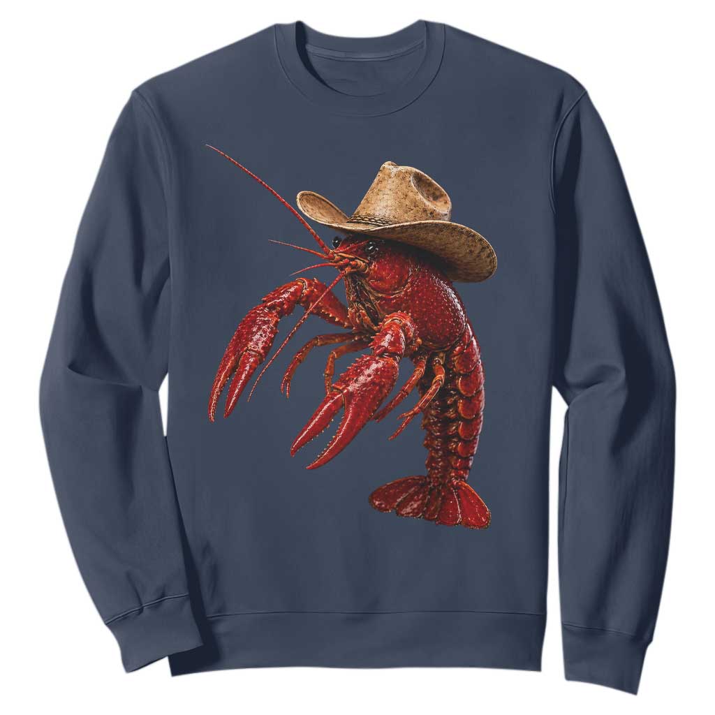 Cowboy Crawfish Sweatshirt Yeeclaw Western Country Seafood Lobster Cajun Lovers TS10 Navy Print Your Wear