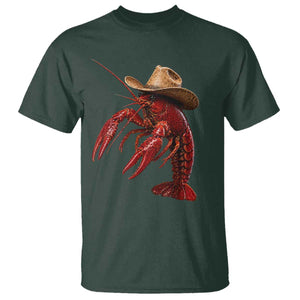 Cowboy Crawfish T Shirt Yeeclaw Western Country Seafood Lobster Cajun Lovers TS10 Dark Forest Green Print Your Wear
