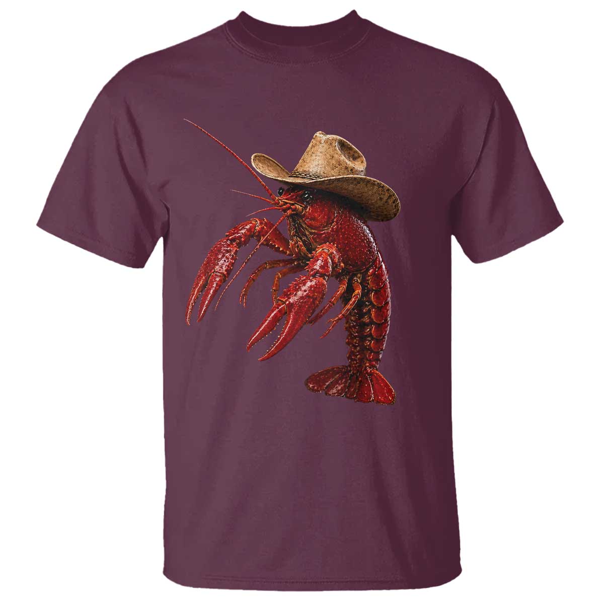 Cowboy Crawfish T Shirt Yeeclaw Western Country Seafood Lobster Cajun Lovers TS10 Maroon Print Your Wear