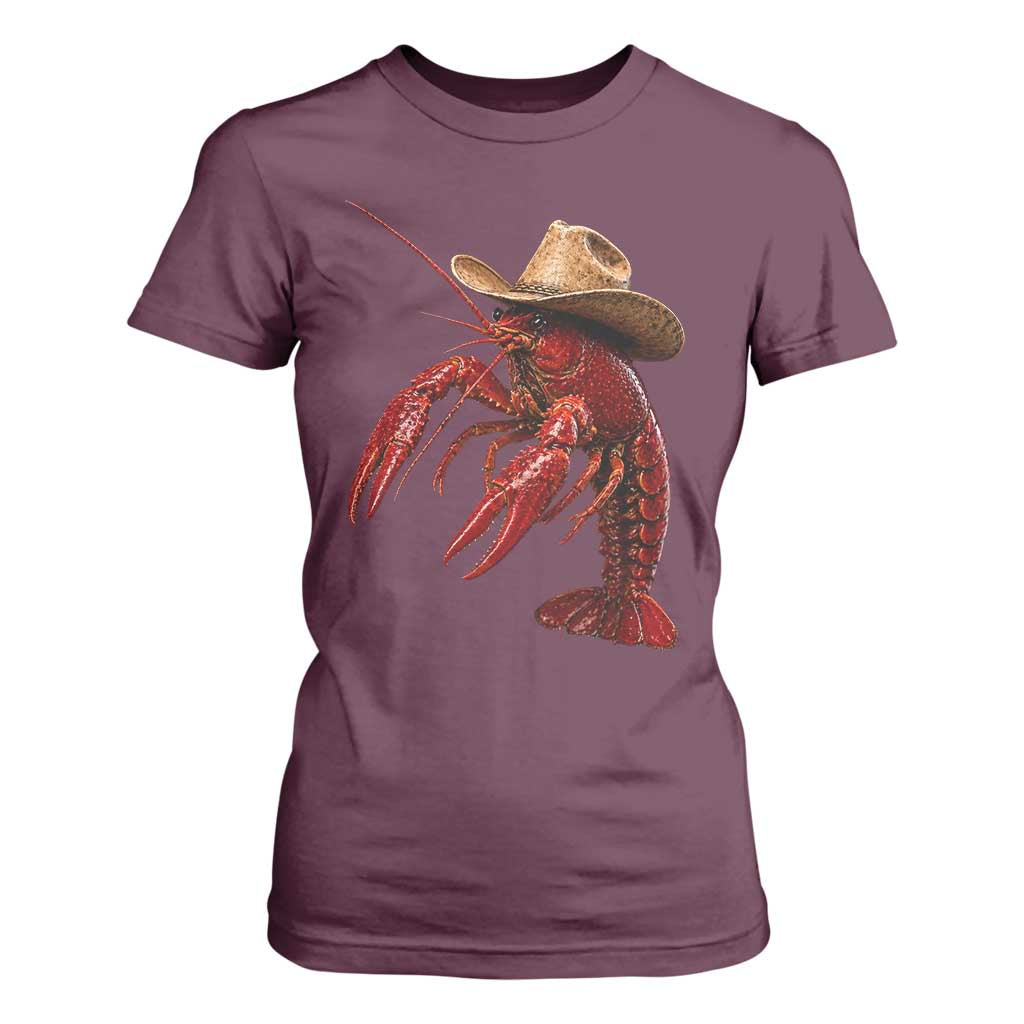 Cowboy Crawfish T Shirt For Women Yeeclaw Western Country Seafood Lobster Cajun Lovers TS10 Maroon Print Your Wear