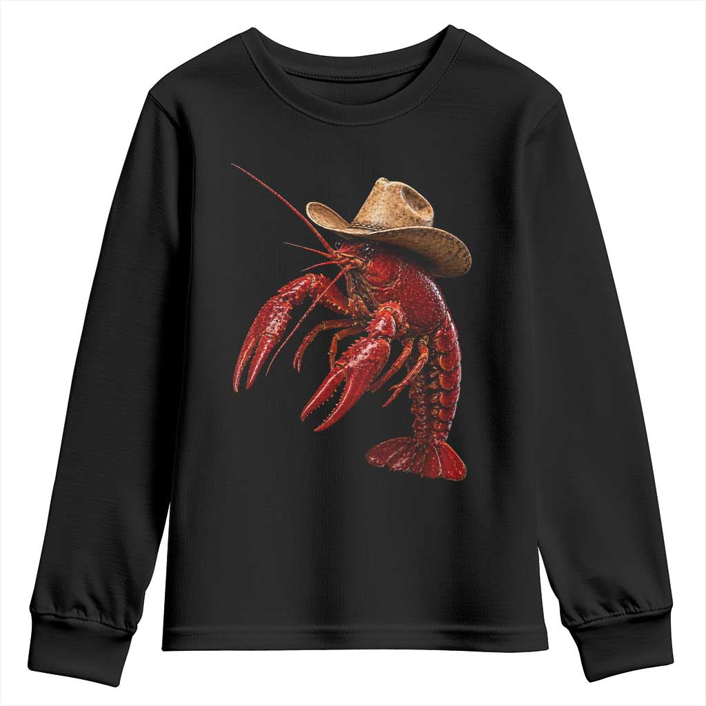 Cowboy Crawfish Youth Sweatshirt Yeeclaw Western Country Seafood Lobster Cajun Lovers TS10 Black Print Your Wear