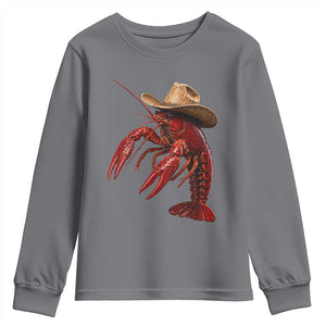 Cowboy Crawfish Youth Sweatshirt Yeeclaw Western Country Seafood Lobster Cajun Lovers TS10 Charcoal Print Your Wear