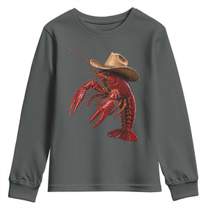 Cowboy Crawfish Youth Sweatshirt Yeeclaw Western Country Seafood Lobster Cajun Lovers TS10 Dark Heather Print Your Wear
