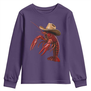 Cowboy Crawfish Youth Sweatshirt Yeeclaw Western Country Seafood Lobster Cajun Lovers TS10 Purple Print Your Wear