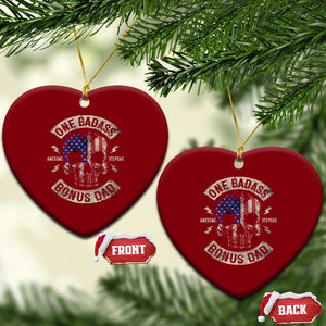 One Badass Bonus Dad Ceramic Ornament Vintage Step Dad American Flag Fathers Day TS10 Print Your Wear