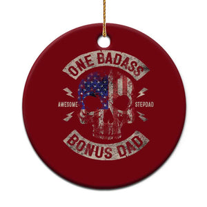 One Badass Bonus Dad Ceramic Ornament Vintage Step Dad American Flag Fathers Day TS10 1pc Red Print Your Wear