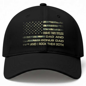 Funny Bonus Dad Baseball Cap Step Dad Camo American Flag Fathers Day TS10 Print Your Wear
