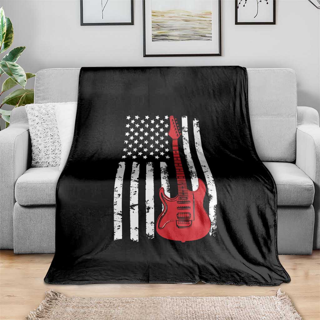 Bass Guitar Player Throw Blanket USA American Flag Musician Guitarist TS10 Print Your Wear
