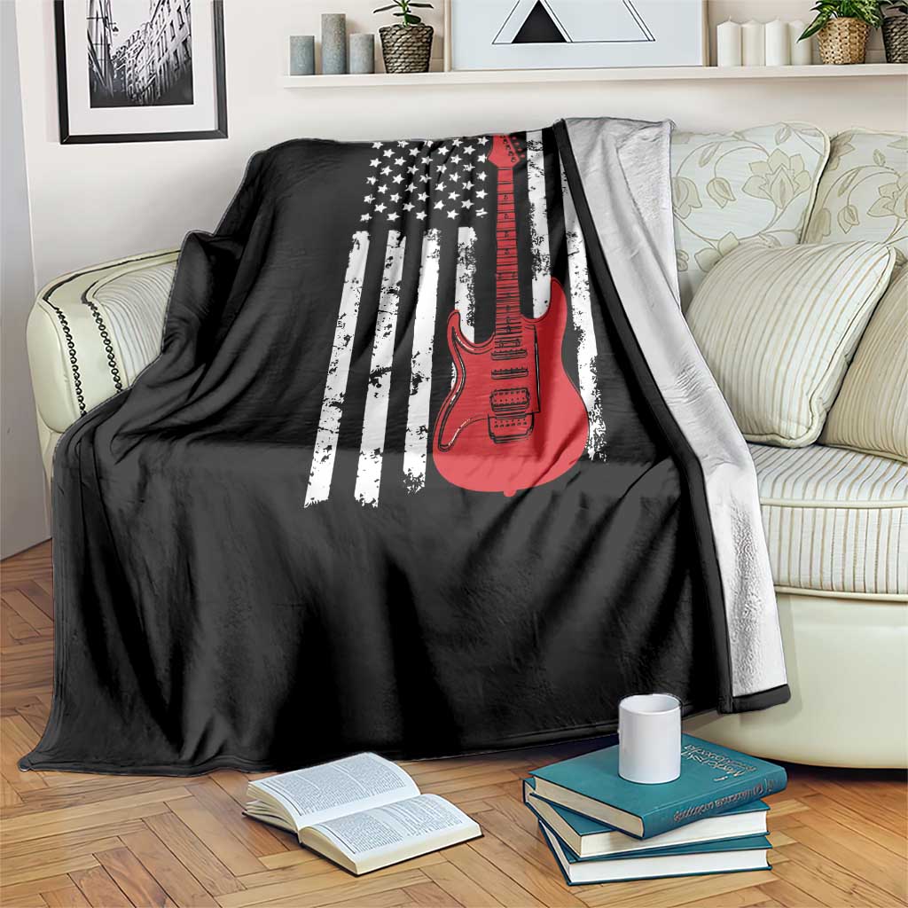 Bass Guitar Player Throw Blanket USA American Flag Musician Guitarist TS10 Print Your Wear