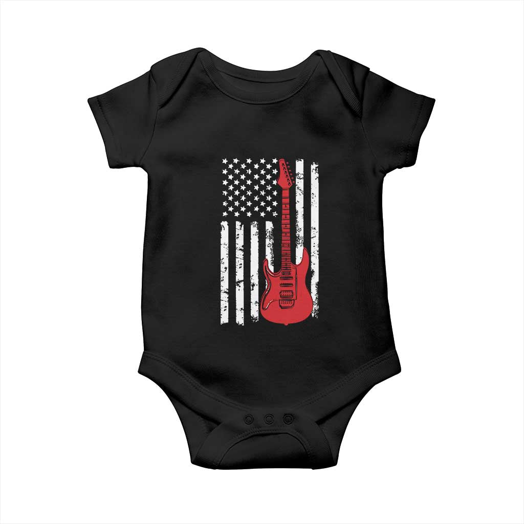 Bass Guitar Player Baby Onesie USA American Flag Musician Guitarist TS10 Black Print Your Wear