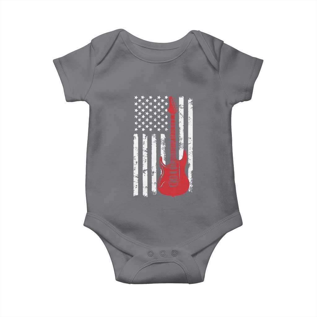Bass Guitar Player Baby Onesie USA American Flag Musician Guitarist TS10 Charcoal Print Your Wear