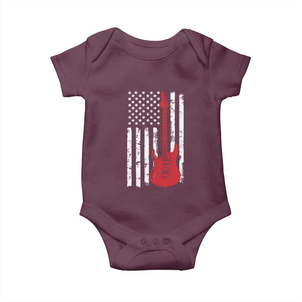 Bass Guitar Player Baby Onesie USA American Flag Musician Guitarist TS10 Maroon Print Your Wear