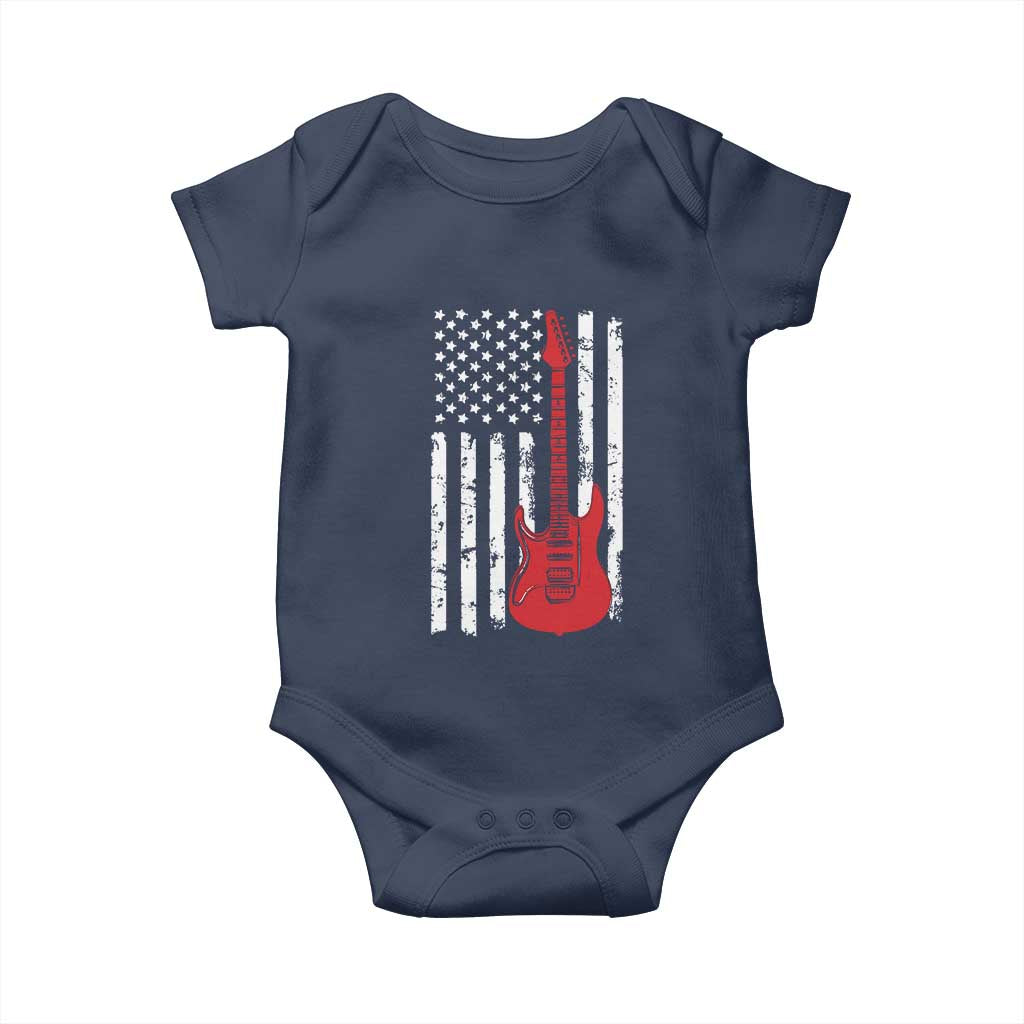 Bass Guitar Player Baby Onesie USA American Flag Musician Guitarist TS10 Navy Print Your Wear