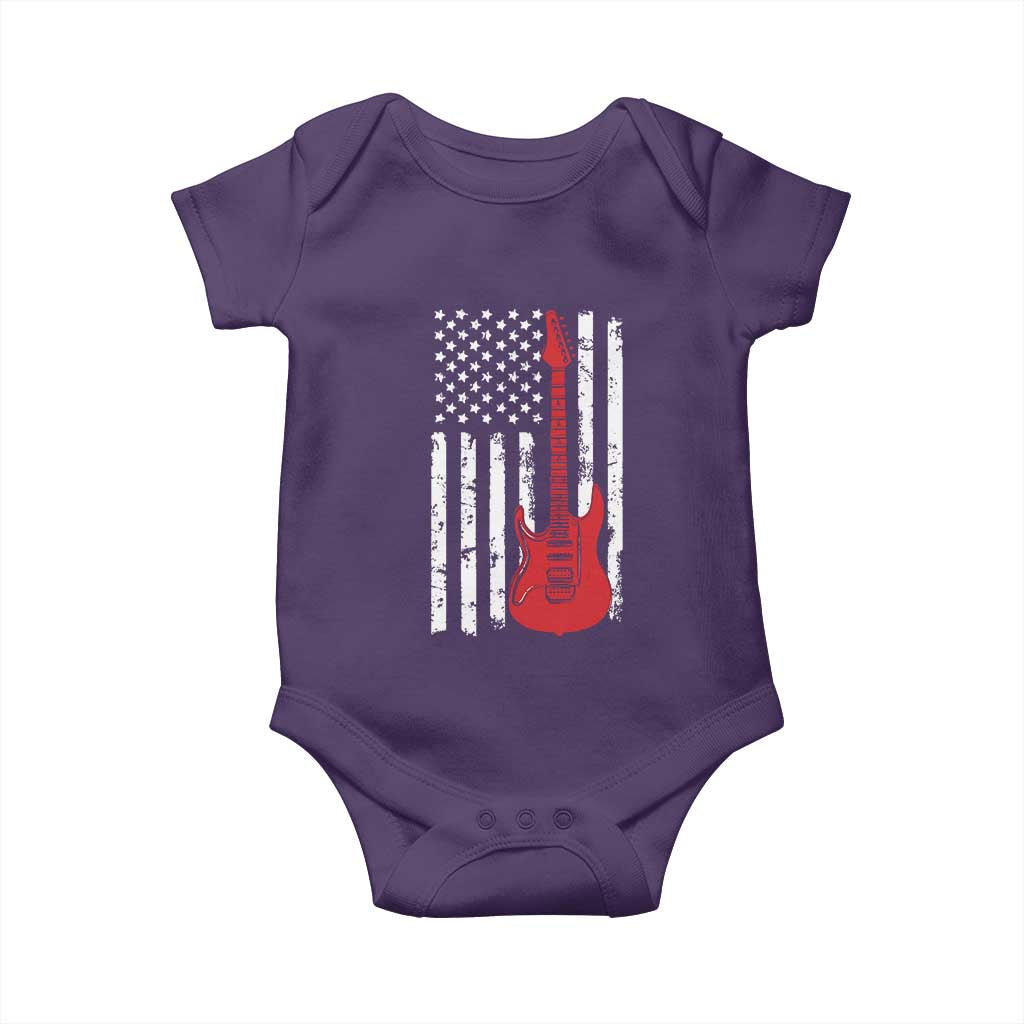 Bass Guitar Player Baby Onesie USA American Flag Musician Guitarist TS10 Purple Print Your Wear