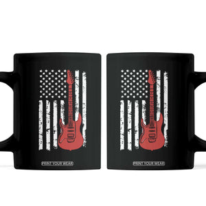 Bass Guitar Player Coffee Mug USA American Flag Musician Guitarist TS10 Black Print Your Wear