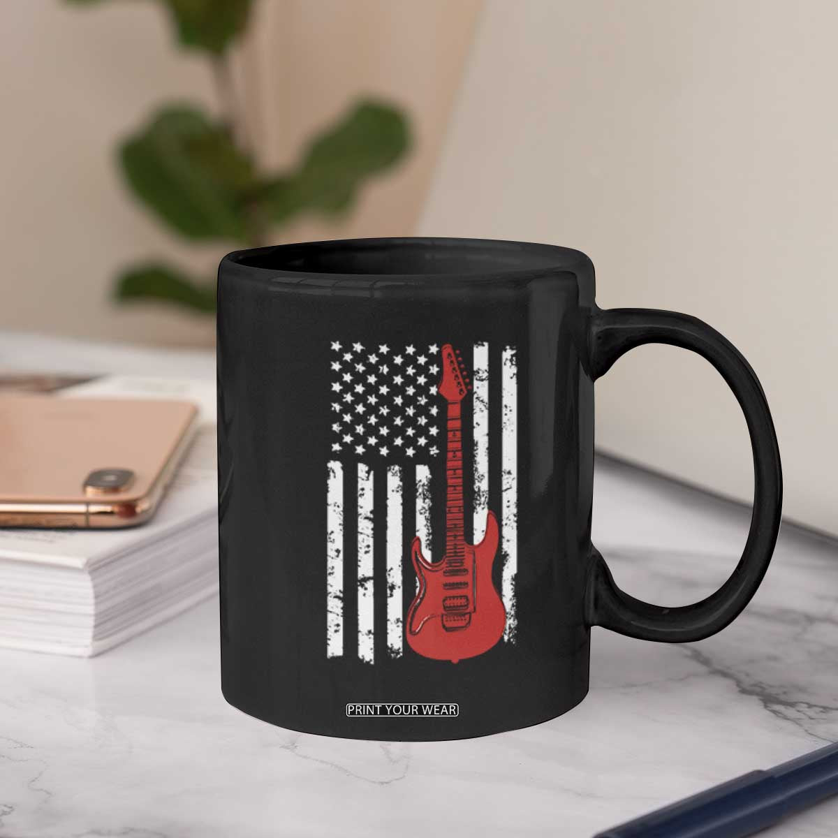 Bass Guitar Player Coffee Mug USA American Flag Musician Guitarist TS10 Print Your Wear