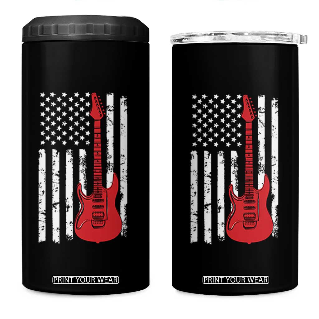 Bass Guitar Player 4 in 1 Can Cooler Tumbler USA American Flag Musician Guitarist TS10 One Size: 16 oz Black Print Your Wear