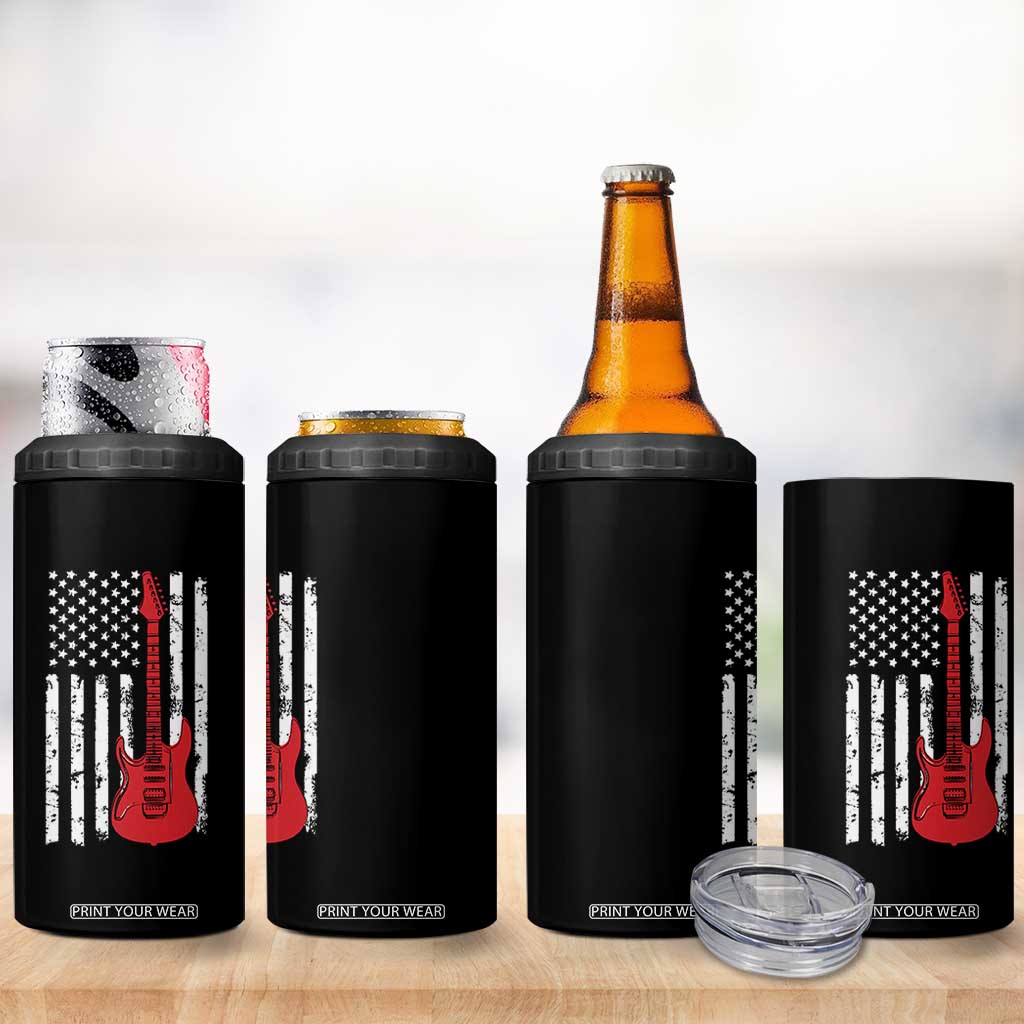 Bass Guitar Player 4 in 1 Can Cooler Tumbler USA American Flag Musician Guitarist TS10 Print Your Wear
