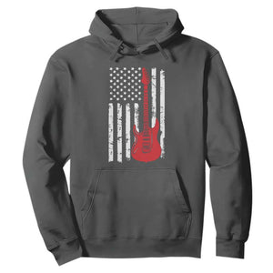 Bass Guitar Player Hoodie USA American Flag Musician Guitarist TS10 Dark Heather Print Your Wear