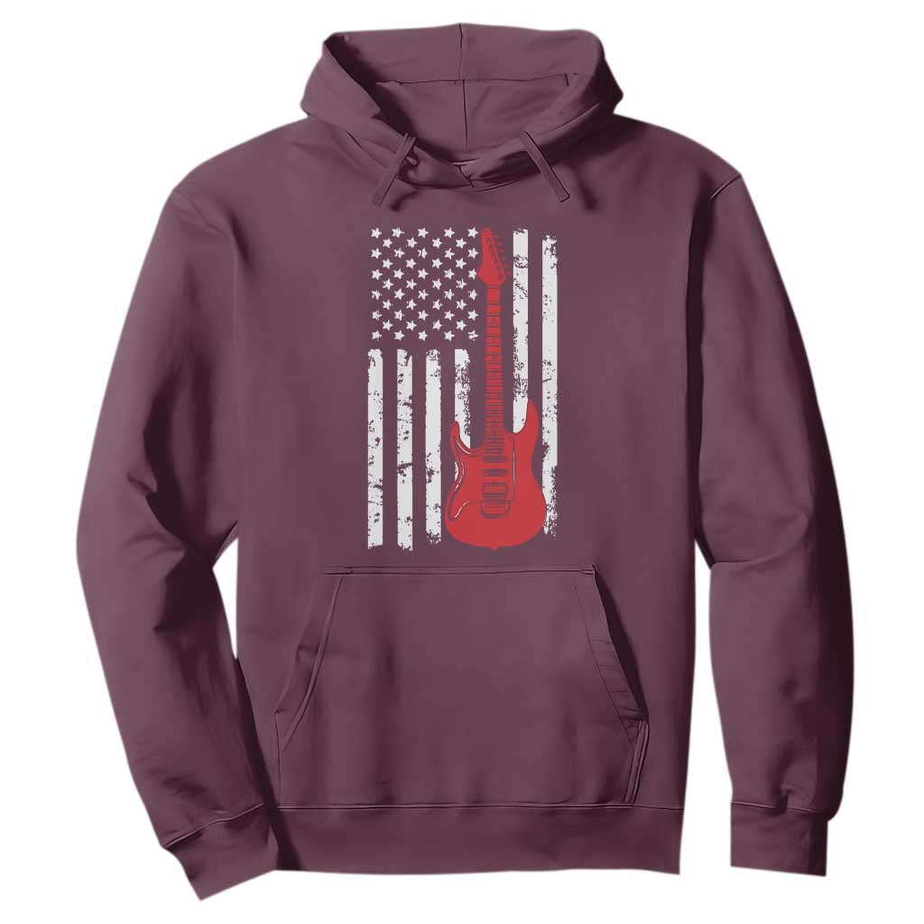 Bass Guitar Player Hoodie USA American Flag Musician Guitarist TS10 Maroon Print Your Wear