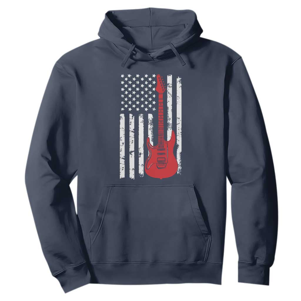 Bass Guitar Player Hoodie USA American Flag Musician Guitarist TS10 Navy Print Your Wear