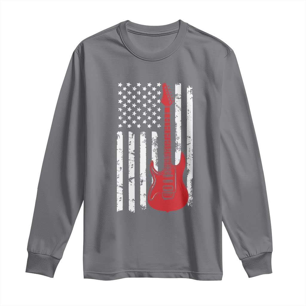 Bass Guitar Player Long Sleeve Shirt USA American Flag Musician Guitarist TS10 Charcoal Print Your Wear