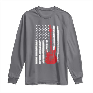 Bass Guitar Player Long Sleeve Shirt USA American Flag Musician Guitarist TS10 Charcoal Print Your Wear