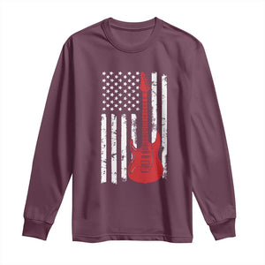 Bass Guitar Player Long Sleeve Shirt USA American Flag Musician Guitarist TS10 Maroon Print Your Wear