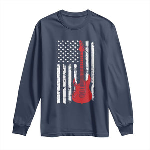 Bass Guitar Player Long Sleeve Shirt USA American Flag Musician Guitarist TS10 Navy Print Your Wear
