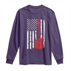Bass Guitar Player Long Sleeve Shirt USA American Flag Musician Guitarist TS10 Purple Print Your Wear