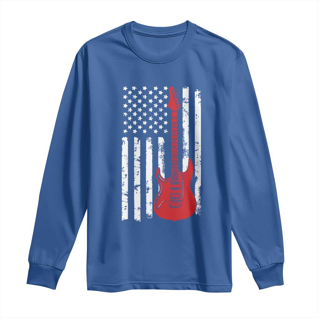 Bass Guitar Player Long Sleeve Shirt USA American Flag Musician Guitarist TS10 Royal Blue Print Your Wear