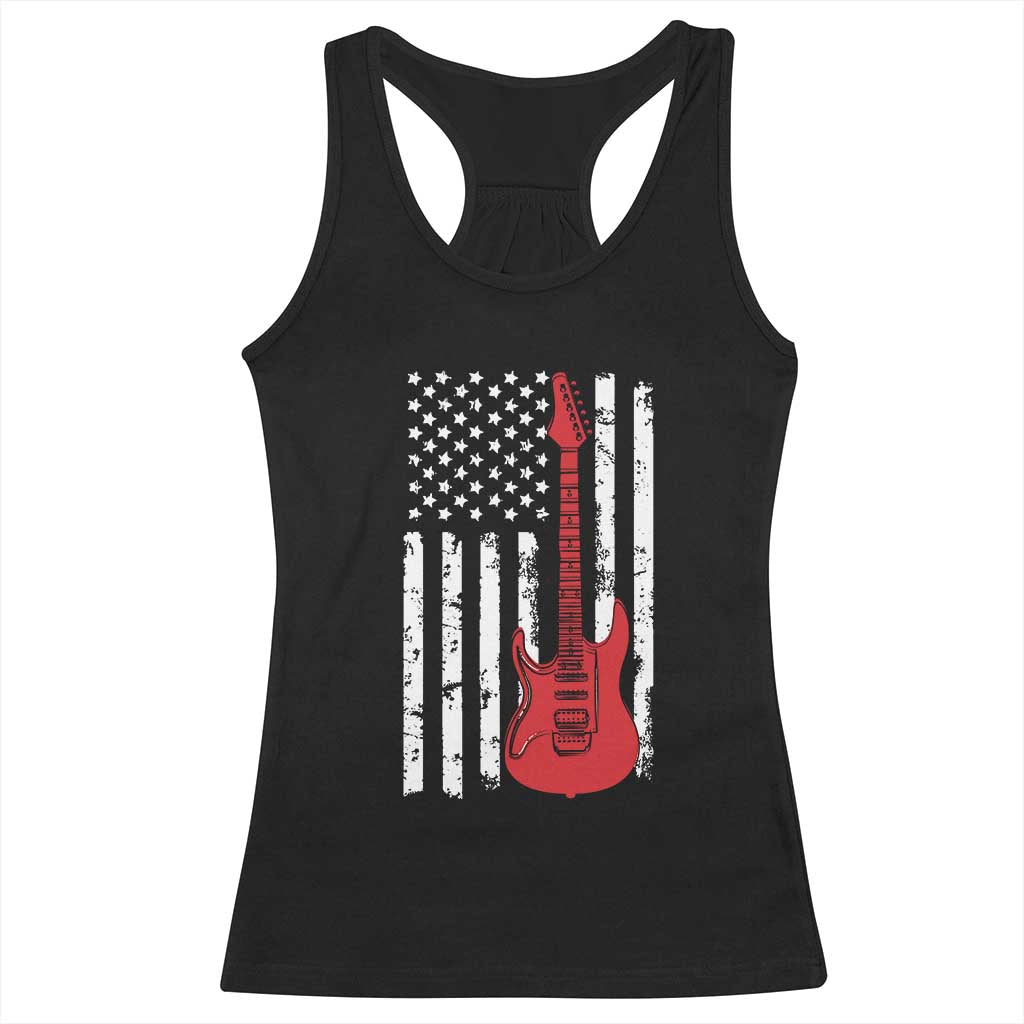 Bass Guitar Player Racerback Tank Top USA American Flag Musician Guitarist TS10 Black Print Your Wear