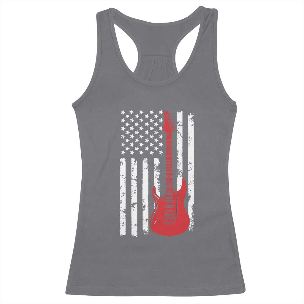 Bass Guitar Player Racerback Tank Top USA American Flag Musician Guitarist TS10 Charcoal Print Your Wear