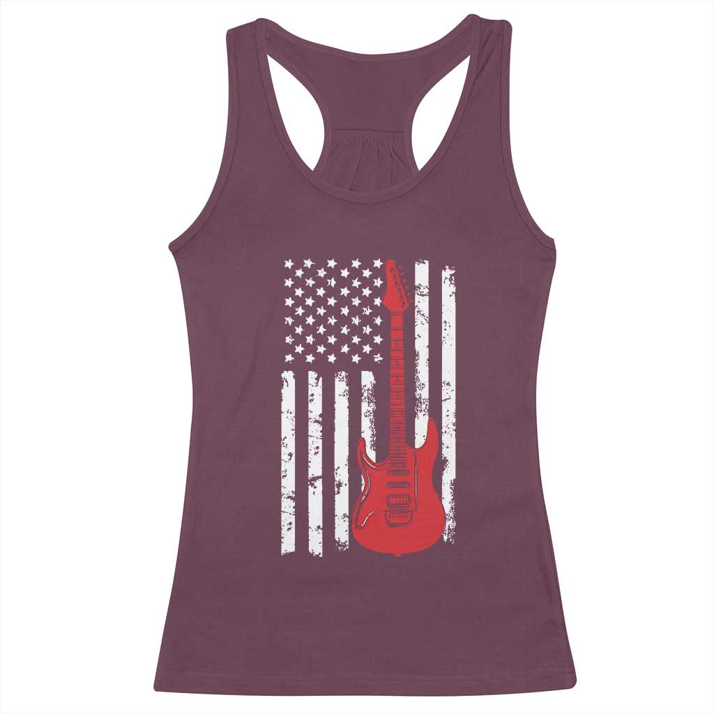 Bass Guitar Player Racerback Tank Top USA American Flag Musician Guitarist TS10 Maroon Print Your Wear