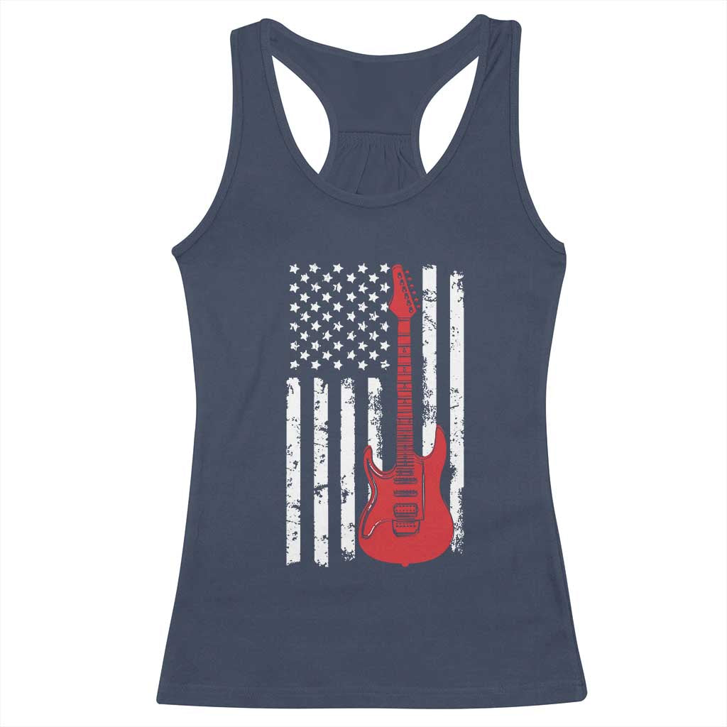 Bass Guitar Player Racerback Tank Top USA American Flag Musician Guitarist TS10 Navy Print Your Wear