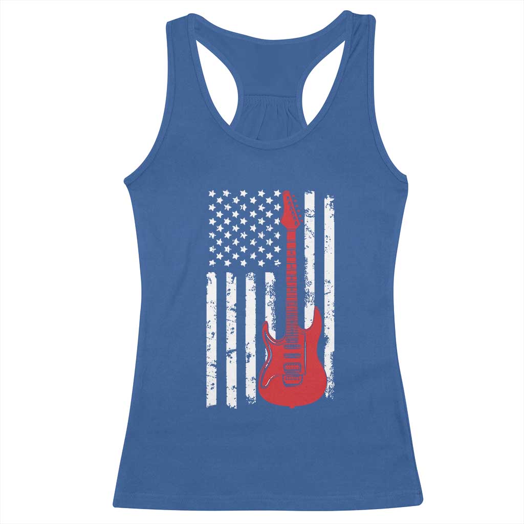 Bass Guitar Player Racerback Tank Top USA American Flag Musician Guitarist TS10 Royal Blue Print Your Wear