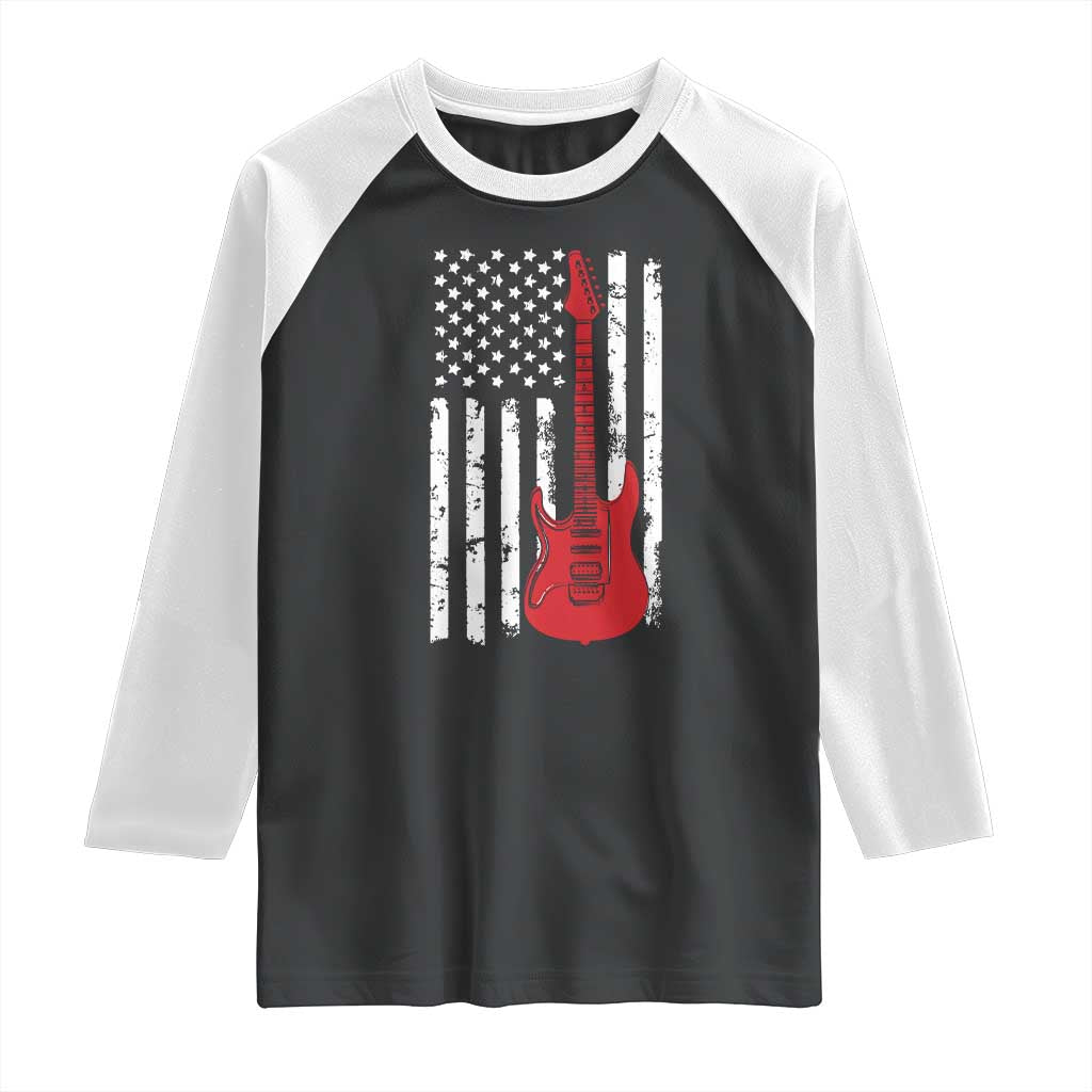 Bass Guitar Player Raglan Shirt USA American Flag Musician Guitarist TS10 Black White Print Your Wear
