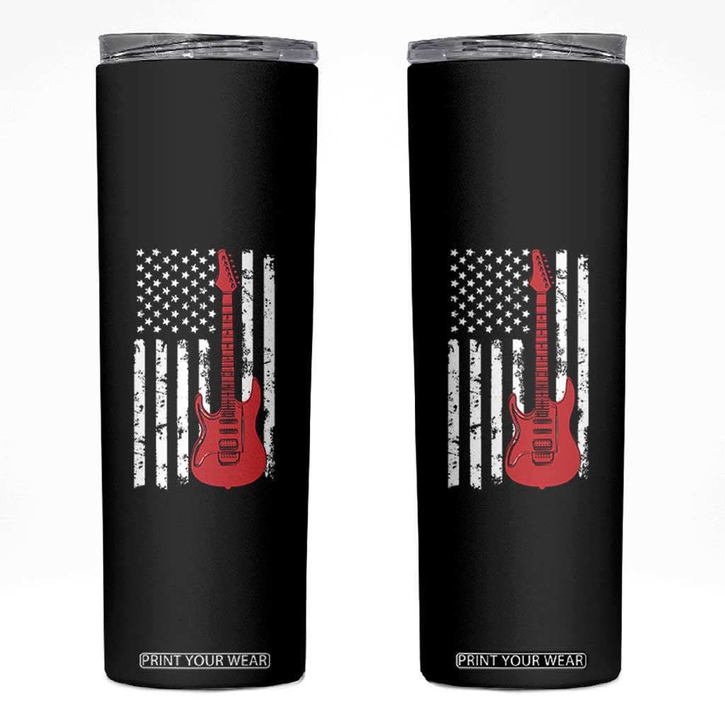 Bass Guitar Player Skinny Tumbler USA American Flag Musician Guitarist TS10 Black Print Your Wear