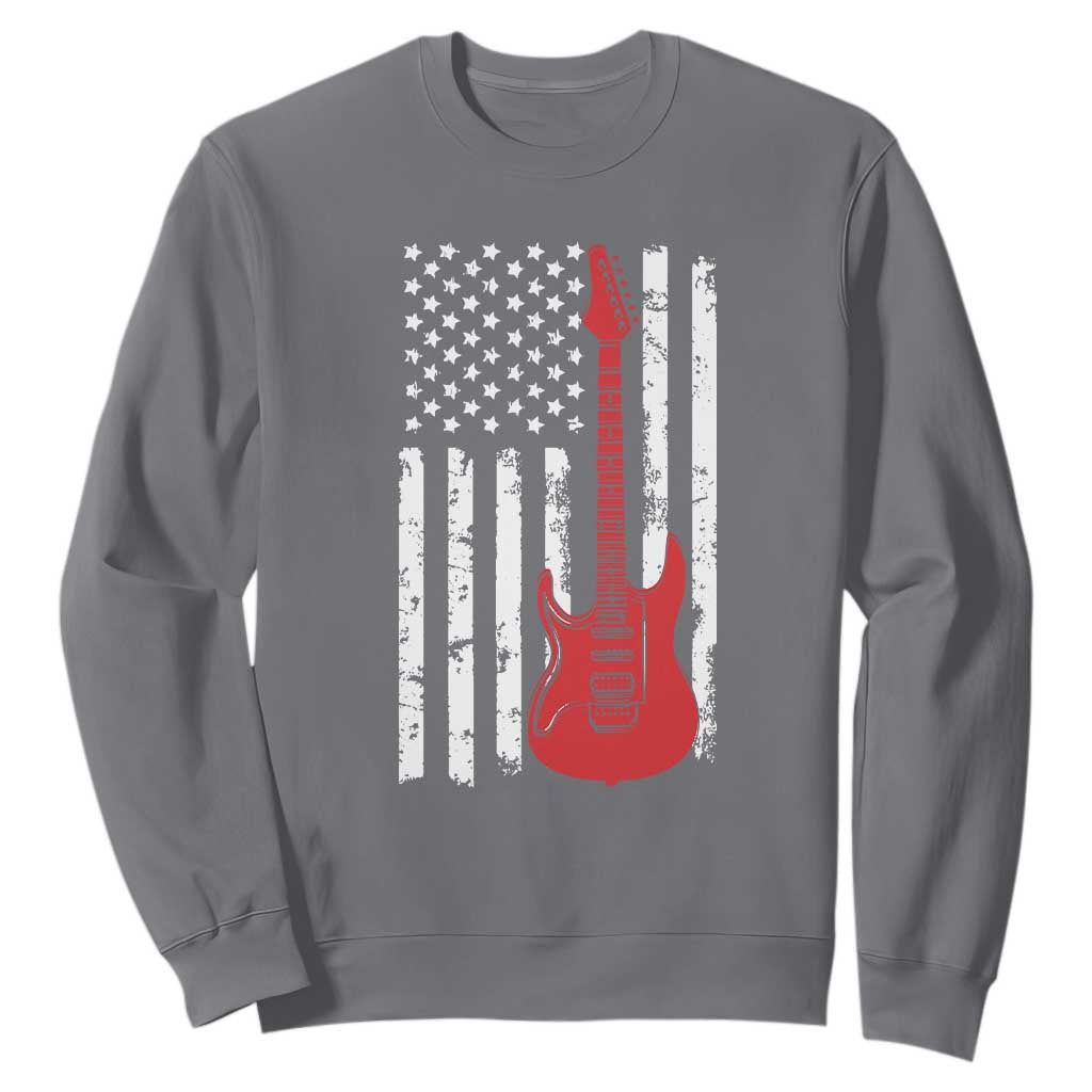 Bass Guitar Player Sweatshirt USA American Flag Musician Guitarist TS10 Charcoal Print Your Wear