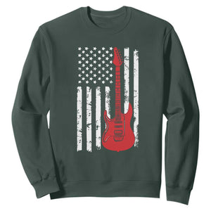 Bass Guitar Player Sweatshirt USA American Flag Musician Guitarist TS10 Dark Forest Green Print Your Wear