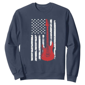 Bass Guitar Player Sweatshirt USA American Flag Musician Guitarist TS10 Navy Print Your Wear