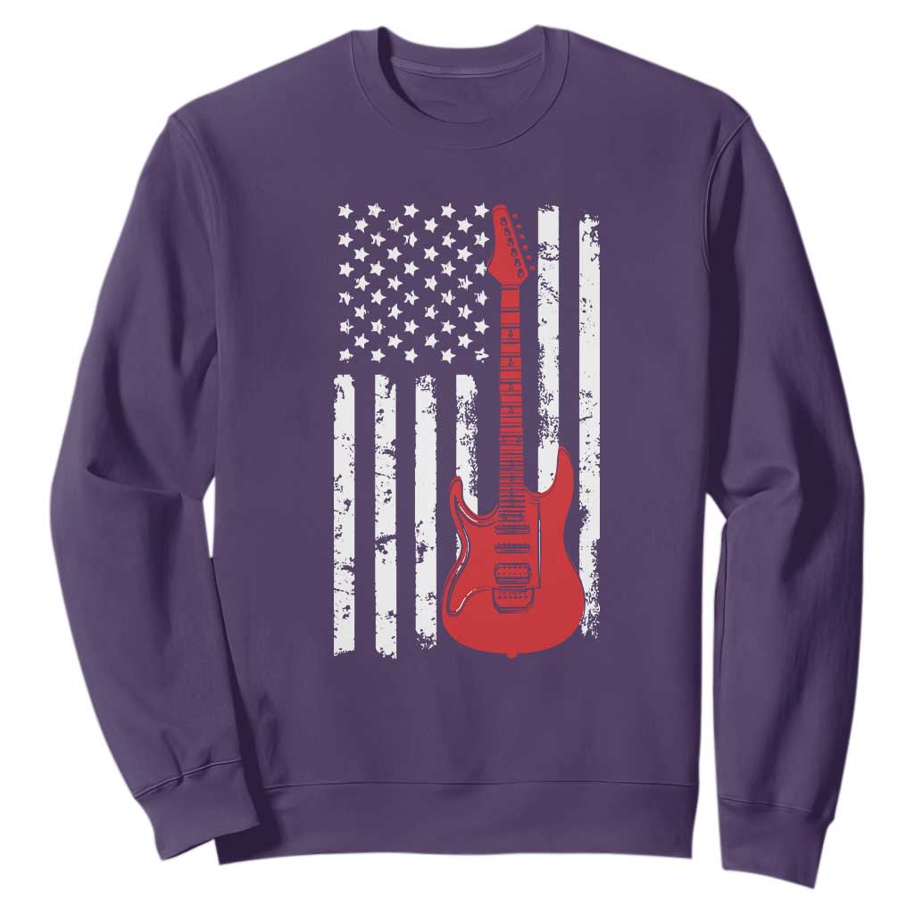 Bass Guitar Player Sweatshirt USA American Flag Musician Guitarist TS10 Purple Print Your Wear