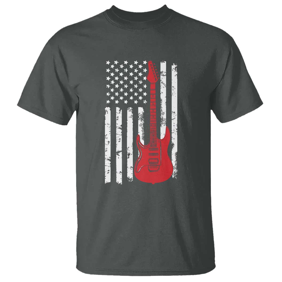 Bass Guitar Player T Shirt USA American Flag Musician Guitarist TS10 Dark Heather Print Your Wear