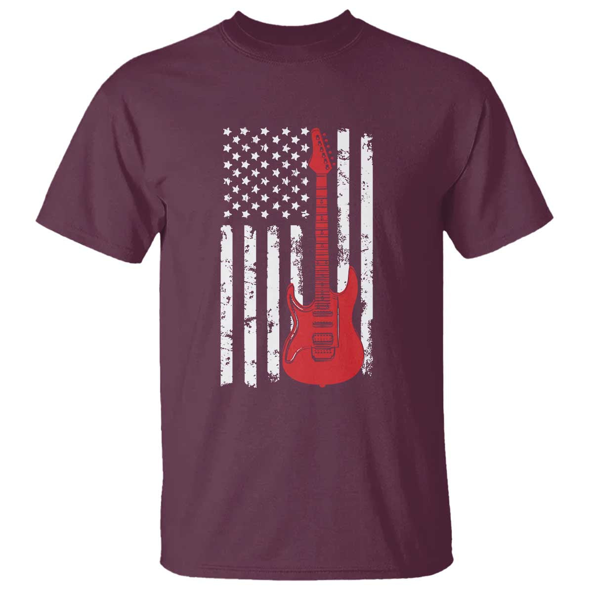 Bass Guitar Player T Shirt USA American Flag Musician Guitarist TS10 Maroon Print Your Wear