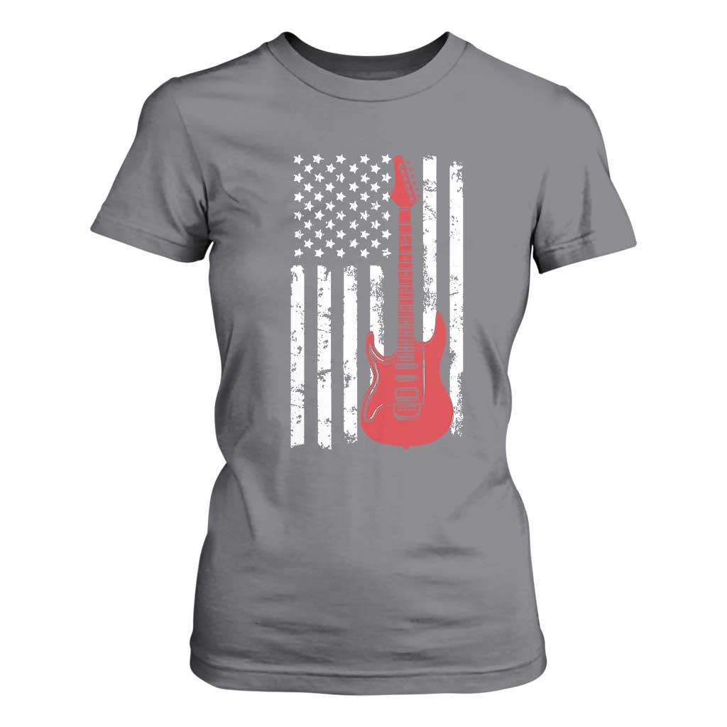 Bass Guitar Player T Shirt For Women USA American Flag Musician Guitarist TS10 Charcoal Print Your Wear