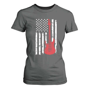 Bass Guitar Player T Shirt For Women USA American Flag Musician Guitarist TS10 Dark Heather Print Your Wear