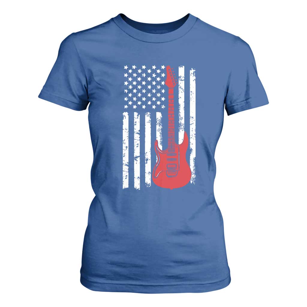 Bass Guitar Player T Shirt For Women USA American Flag Musician Guitarist TS10 Royal Blue Print Your Wear