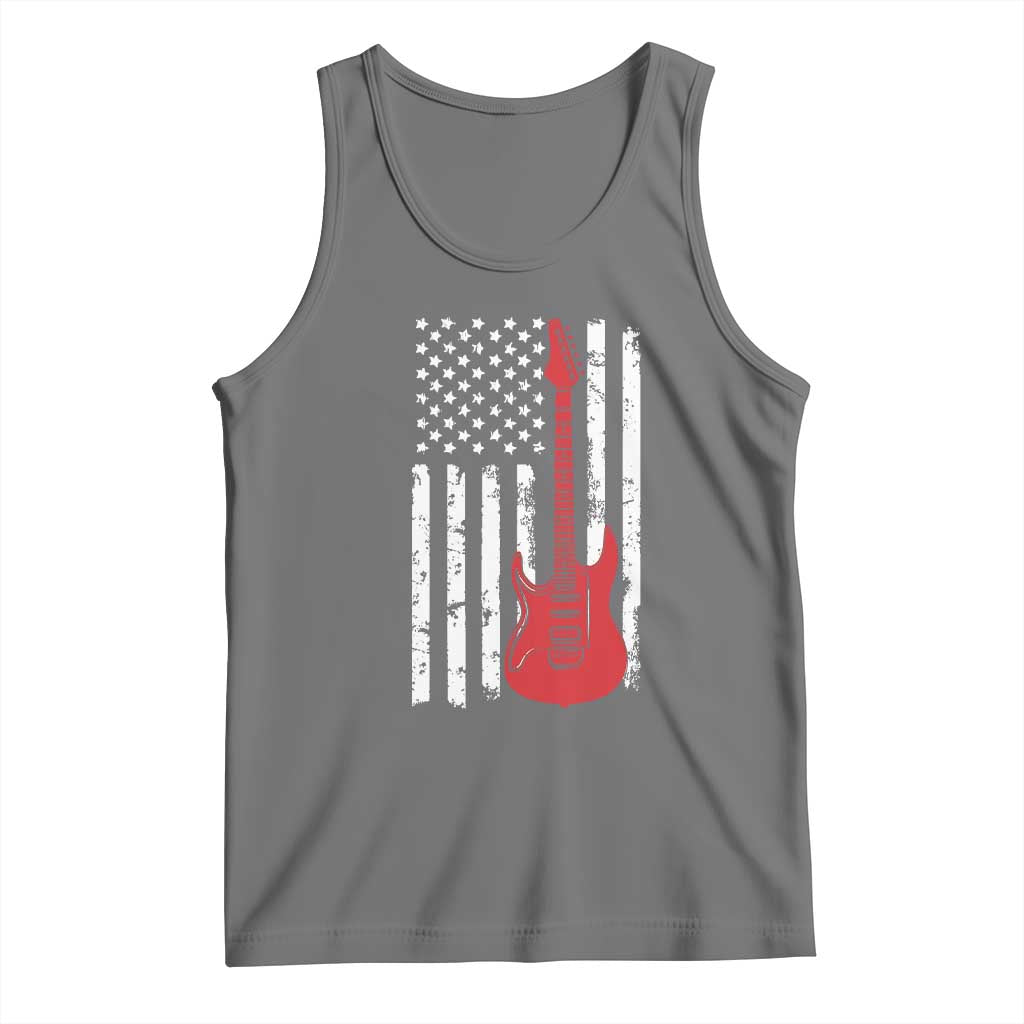 Bass Guitar Player Tank Top USA American Flag Musician Guitarist TS10 Black Heather Print Your Wear