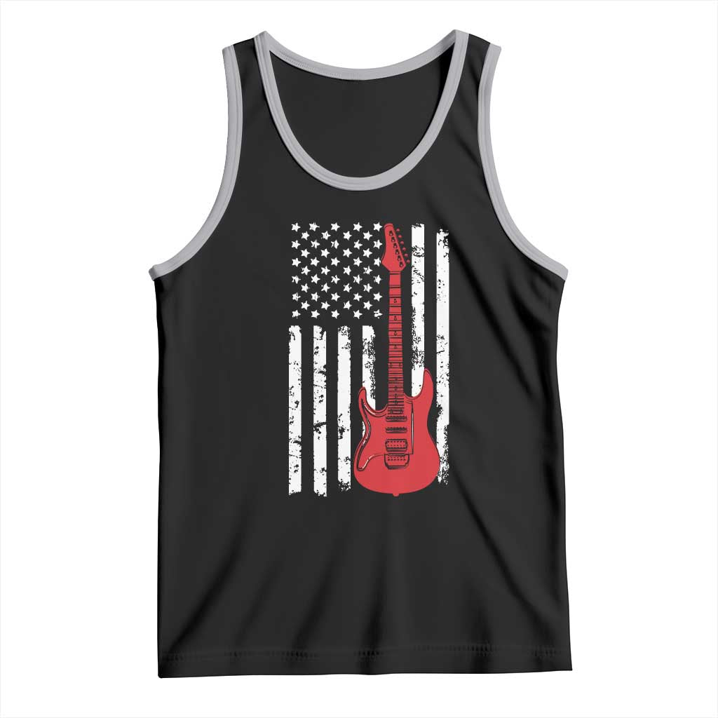 Bass Guitar Player Tank Top USA American Flag Musician Guitarist TS10 Black Athletic Heather Print Your Wear